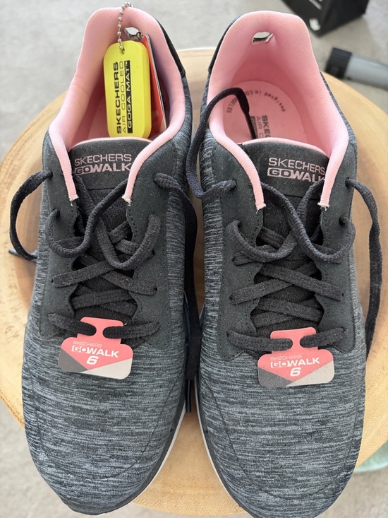 Skechers Shoes - Skechers GOwalk 6 Women's Charcoal Gray with Pink Lining Athletic Shoes
